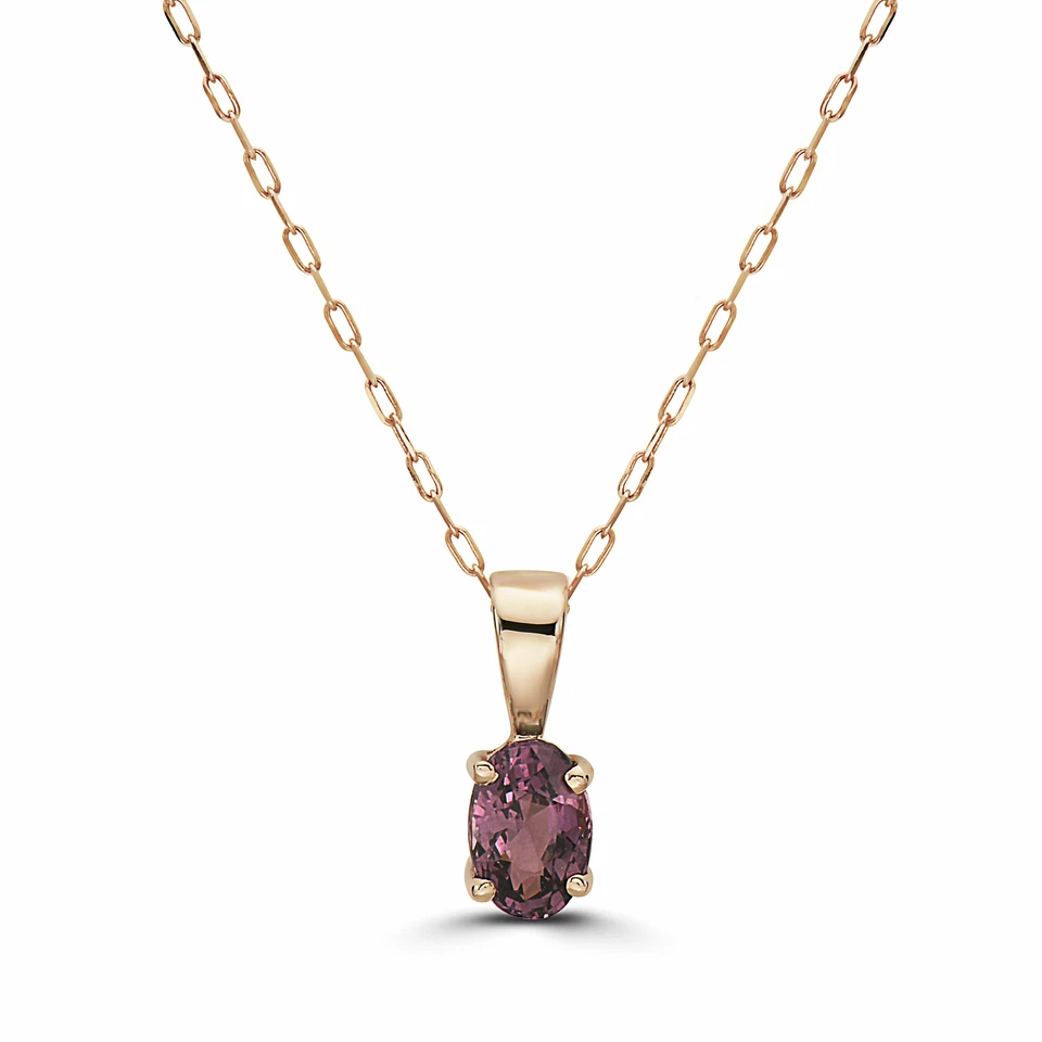 Birthstone 14K Rose Gold Purple Spinel 0.5 cts 18" Pendant Necklace