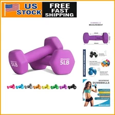 Durable Cast Iron 5lb Neoprene Dumbbells - Ideal for Yoga and Weights Training