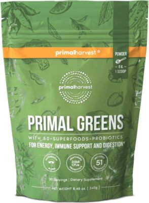 Super Greens  Powder, 30 Servings  w/+50 Greens  Superfood Chlorella, Probiotics