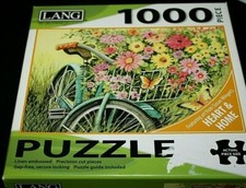 Lang Country Jigsaw Puzzle 1000 pcs Bicycle w/ Flower Basket Daisy -BKK -9