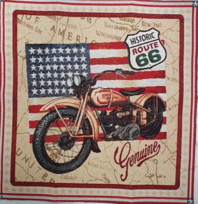 USA Panel Motorrad mit US Highway Gobelin Panel USA 47x47cm Motorradstoff
