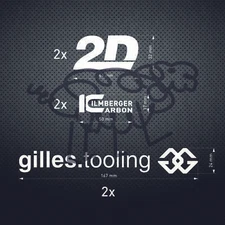 Gilles Tooling 2D Ilmberger Carbon STICKERS DECALS AUFKLEBER AUTOCOLLANT 3x2pcs