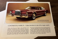1975 Lincoln Continental - Vintage 2-sided Sales Sheet Brochure With Envelope Nm 1975 Lincoln Continental - Vintage 2-sided Sales Sheet Brochure With Envelope Nm