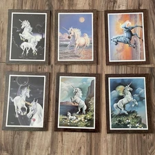 6 Vintage Unicorn Heart Warmer Gift Plaques Wall Hanging 9" x 12" SEALED NEW 80s