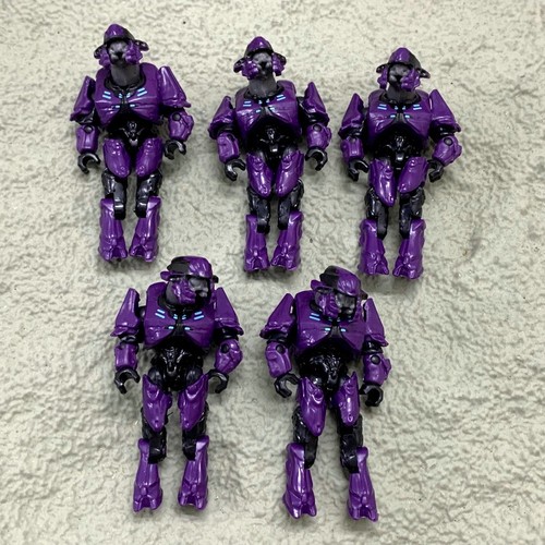 Lot 5x Customized Purple Elite Halo Mega Bloks Construx Mini Figures Toys Rare