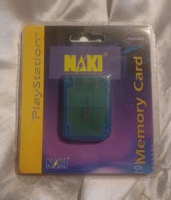 Naki Clear Blue Memory Card for Playstation 1 PS1 Game System - NEW SEALED
