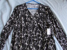 NINE WEST LONG SLEEVE Dress plus Size 2X NWT BLACK and WHITE ABSTRACT pattern