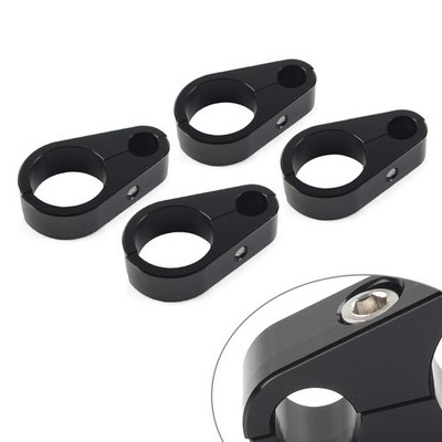4X Motorcycle Brake Clutch Cable Wire Clamp Clip Black For Harley 1'' Handlebar