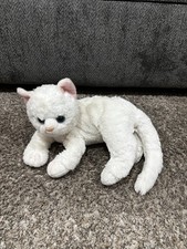 TY Classic Cat Plush Crystal White Kitten Floppy 12  Blue And Green Eyes 2016