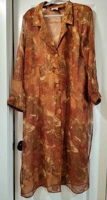 SEMI-SHEER Esmeralda Fashions High-Slit Cover-Up/Long Three-Button Blouse 2X