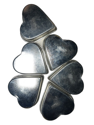 Set Heart Shape Small Aluminum Tart Bake Molds Shamrock 6 Tins total