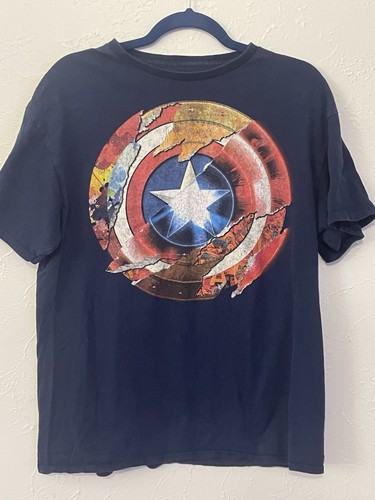 Marvel Comics T Shirt Captain America Distressed Shield