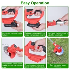 Electric Cordless Grass Trimmer Kit Blades, Battery, Goggles & Gloves