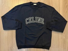 CELINE Loose Sweatshirt in Cotton Fleece crewneck navy sz L