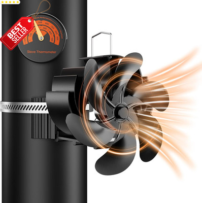 Heat Powered Wood Stove Fan 6 Blade Chimney Bundle Magnetic Silent - US