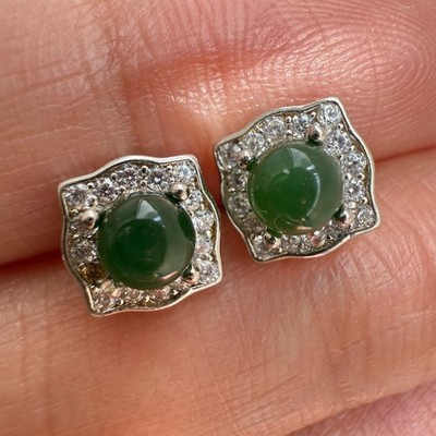 925 Sterling Silver Earrings 4mm Natural Emerald Gemstone Zircon Handmade Gift