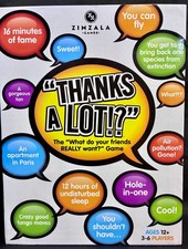 THANKS A LOT Board Game Zimzala Games 2010 Party Family Night BRAND NEW Rare OOP