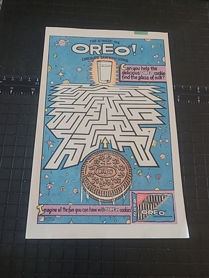 Oreo Cookies Milk 7X10 Print Ad 1984
