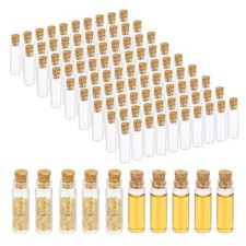 2ml Tiny Glass Bottles Vials, 100Pcs Mini Clear Bottles Glass Empty Jars with...
