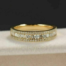 2Ct Round Cut Lab Created Diamond Women Wedding Band Ring 14K Yellow Gold Plated