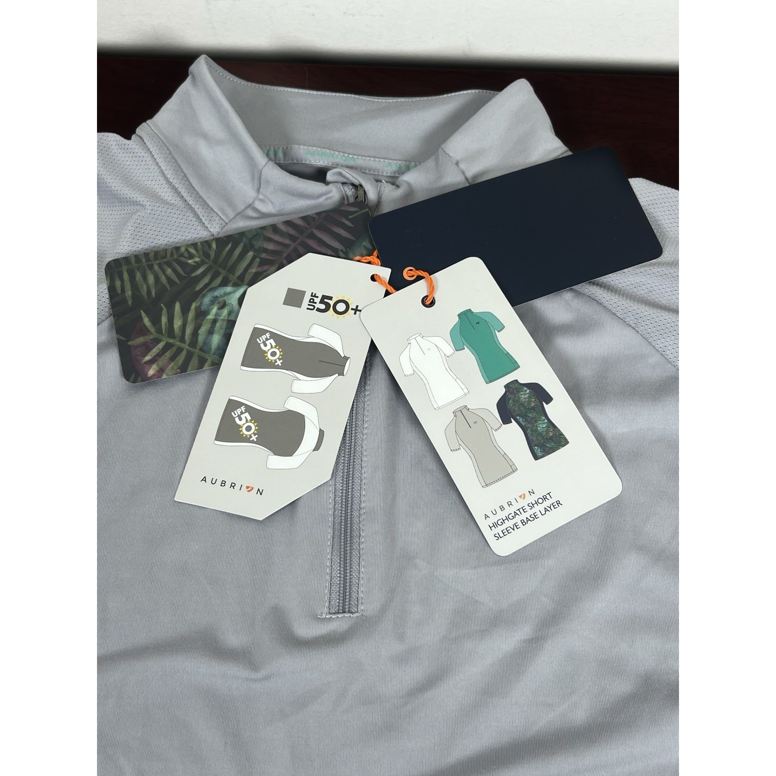 Aubrion Women's Shirt Sz L Gray Equestrian Horse Riding Highgate Short Sleeve