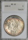 1899-O Morgan Dollar  MS63 Old ANACS ANA Genie 1.0 Holder Toned! #5FWL