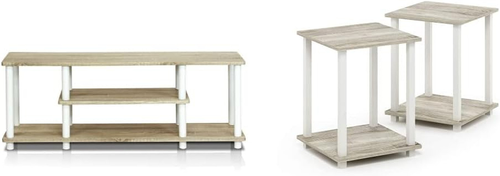 & 2 End Tables, Sonoma Oak/white, Fits 50" Tv