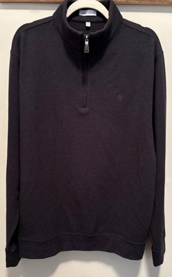 Peter Millar Mens sz Large SOFT 1/4 Zip Golf Sweater Long Sleeve Pullover BLACK