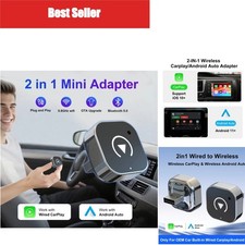 Wireless CarPlay Android Auto Adapter 2-in-1 USB Dongle Plug and Play