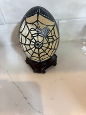 Large Very Detailed South African Ostrich Egg Shell Spider Web RARE FIND!