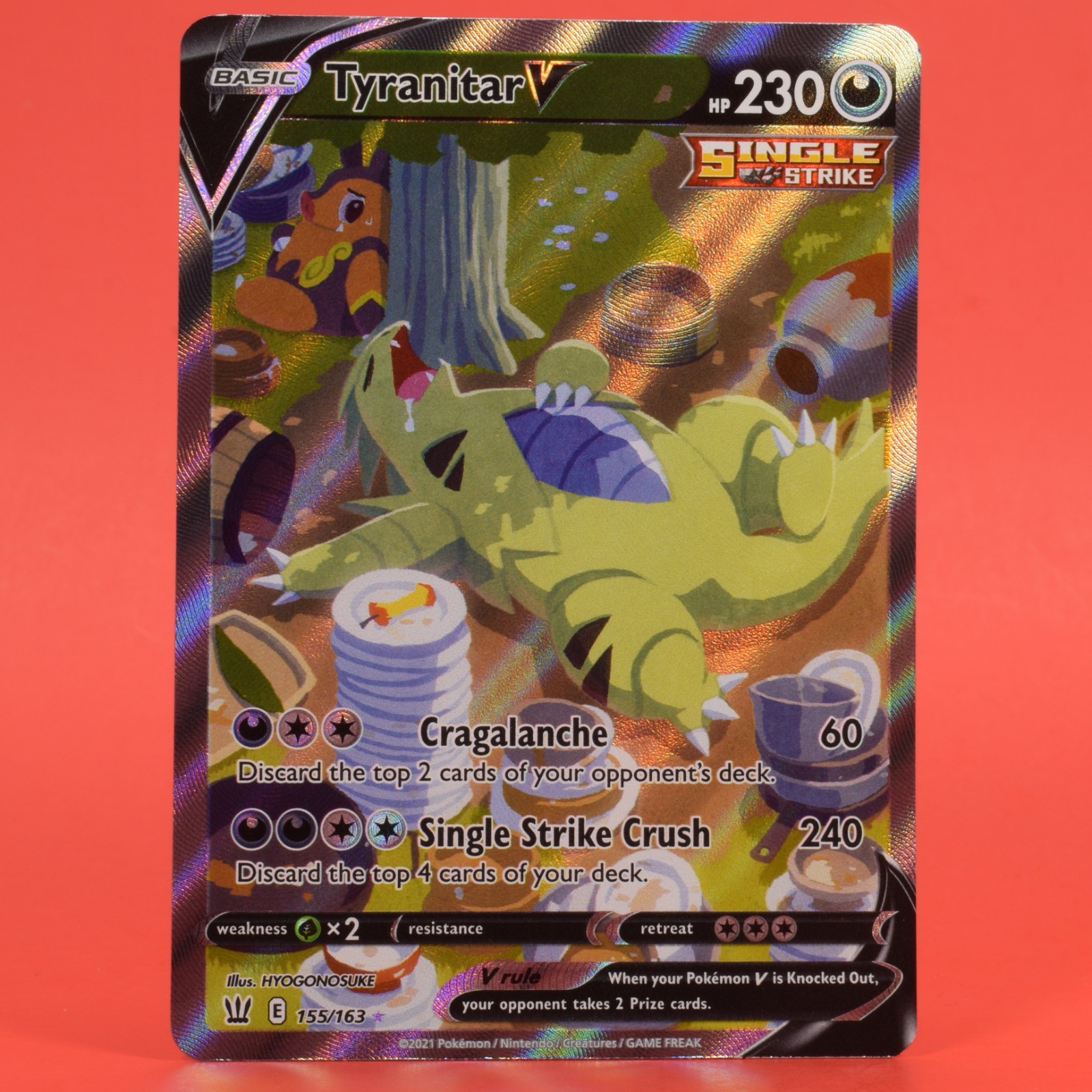 Pokemon TCG English Card Battle Styles Tyranitar V 155/163 Full Alt Art