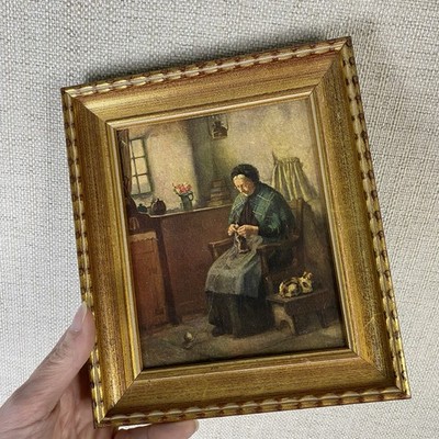 Granny's Corner by H.J. Dobson 7 1/2  x 6 1/2  Framed Small Gallery Wall Cat