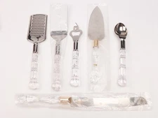 Six Piece Plastic Crystal Handled Serving Hostess Set
