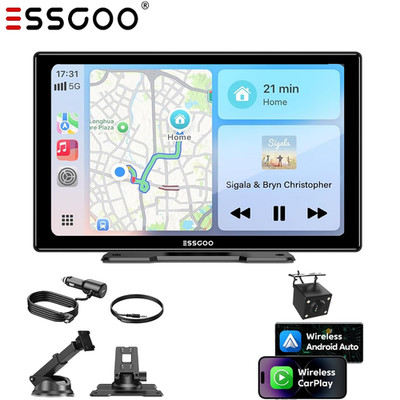 CAM Rückfahrkamera Carplay Android Auto Funk Kabellos Mit 9'' Tragbar Monitor Neu