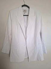 Worthington Womens Open Front Career Blazer Jacket S white Lined EUC
