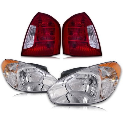 Headlight & Tail Light Set Fits Hyundai Accent 07-11 4 Door/ HY2502144 HY2503144