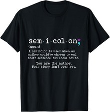 NEW Retro Semicolon Definition Suicide Prevention Aware T-Shirt - MADE IN USA