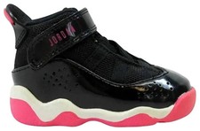 Air Jordan 6 Rings TD 'Black Pink' 323420-004 size 2c toddler baby/kid shoes