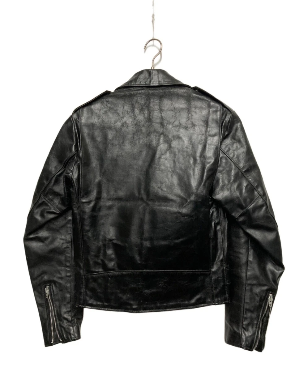 Chaqueta de Cuero Schott Double Rider Negra Hecha en EE. UU. Talla 36 Para Hombre Usada