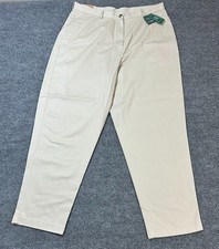 LL Bean Khaki Classic Fit Straight Leg Pants Beige Women's Size 18 Regular NEW