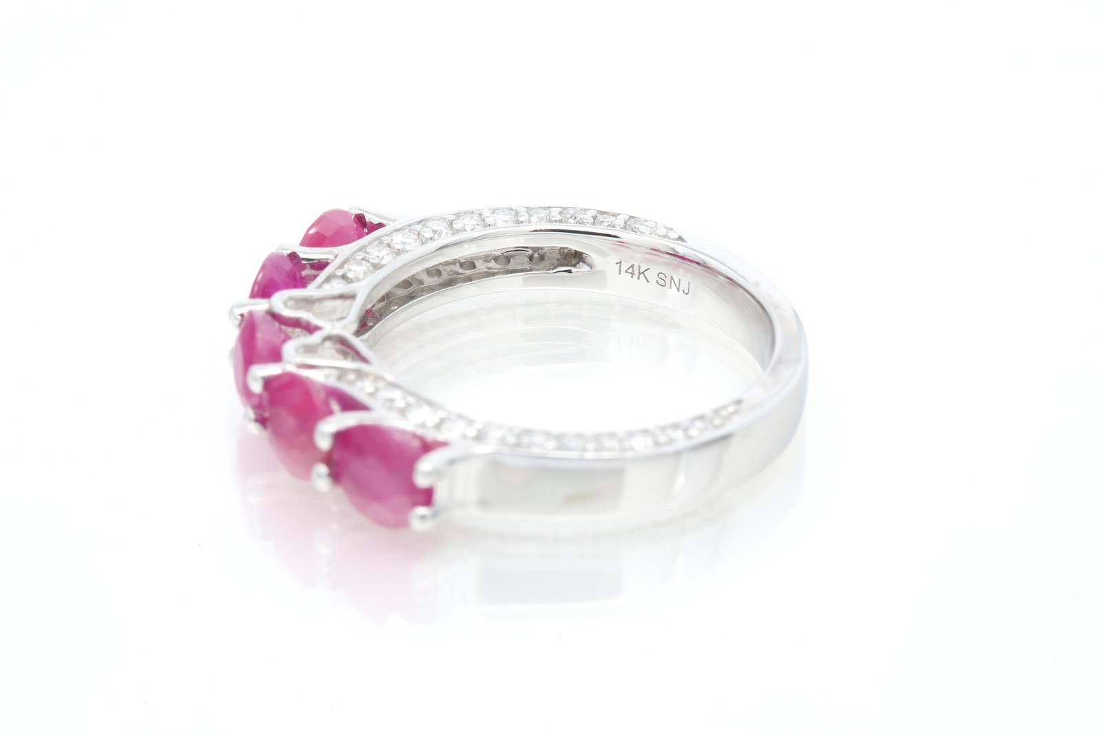 Ruby Half-Eternity Stacking Band Diamond Sides Si… - image 3