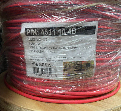 Genesis Cable 16/2 Solid Plenum Red with Blue