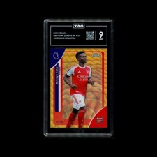 2025 Topps Chrome Premier League Gold Wave /50 Refractor Bukayo Saka TAG 9