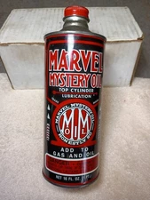 Marvel Mystery oil 16oz MM Oil empty advertising gas oil man cave