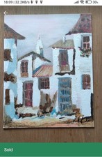 signiertes, abstraktes Leinwandbild Gemälde