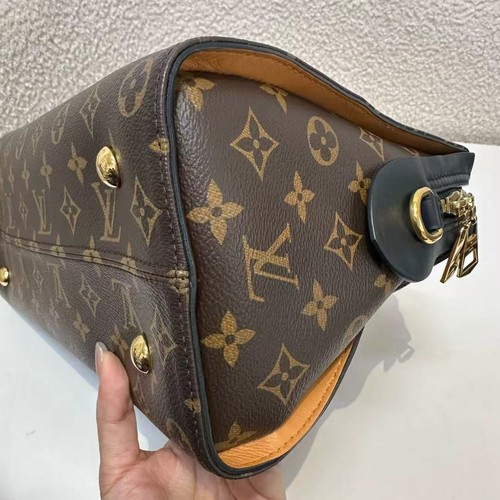 Louis Vuitton Tuileries Monogram Canvas Handbag with Red Leather Handles - Picture 10 of 13