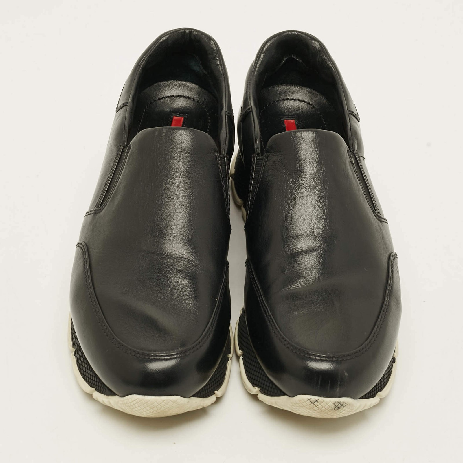 Prada Sport Size 38.5 Black Leather Slip On Sneakers thumbnail 3