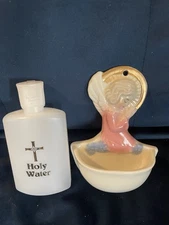 Holy Water Holder Female Angel with Holy Water Bottle