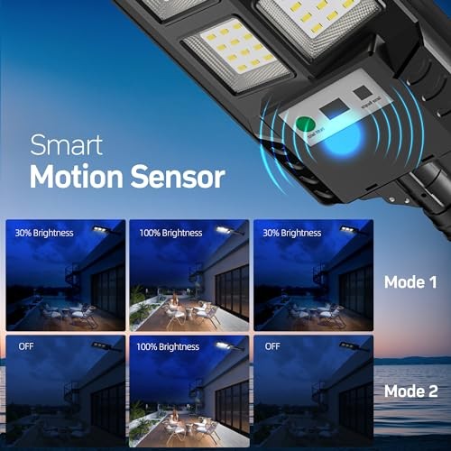 Outdoor Solar Lights, Dusk to Dawn Motion Sensor Waterproof LED 2 Pack Black - Picture 4 of 8