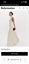 NWT Reformation Roy Satin Maxi Dress Fior Di Latte Button High Neck Sleeveless